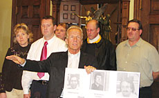 Pictured right to left are: Jeff Athman, David Bidley, Jeff Anderson, Fred Guenther, Bob Skjonsby, and his wife, Susan. Photo by Cliff Buchan