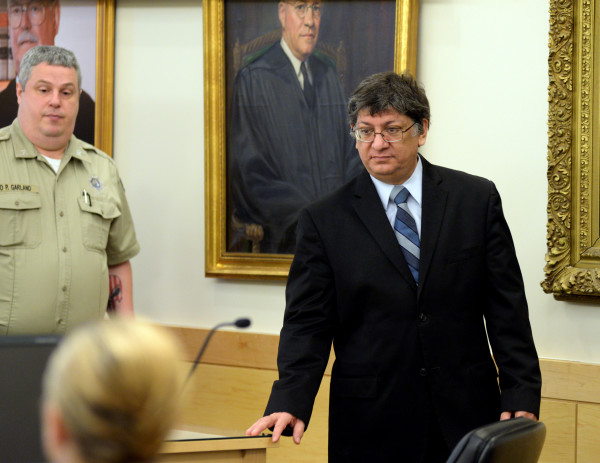 Adam Metropoulos (right), 53, a former priest at St. George Greek Orthodox Church in Bangor, was sentenced April 27, 2015, at the Penobscot Judicial Center to 12 years in prison with all but 6 1/2 years suspended for sex crimes involving children.