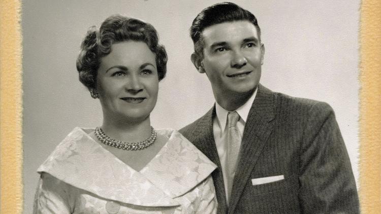 Nelly Bridgeman poses for a portrait with her husband, Russell, who died in 2004 at age 79. (Family photo)