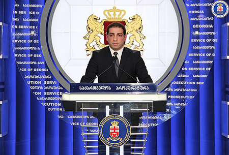 Georgian Chief Prosecutor Irakli Shotadze held a special briefing this afternoon where he said that archpriest Giorgi Mamaladze was arrested at Tbilisi International Airport on February 10. Photo from pog.gov.ge. 