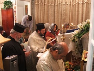 Fr. Stephen (pictured left) at the visitation of the Kursk Root Icon last month at St. Elias in Houston