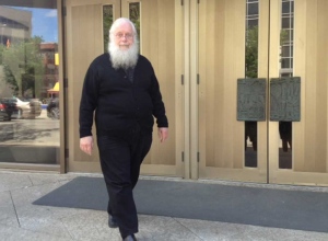 Seraphim Kenneth Storheim leaves the Winnipeg courthouse after his sentencing hearing on Wednesday, June 18. His lawyer, Jeff Gindin, wants to file new evidence that he says could have exonerated his client. (Nelly Gonzalez/CBC)