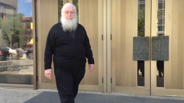 Seraphim Kenneth Storheim leaves the Winnipeg courthouse after his sentencing hearing on Wednesday. (Nelly Gonzalez/CBC)