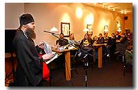 The Rev. Damascene Christensen spoke to a crowd gathered at the Classic Bean Coffee House, 2727 S.W. Wanamaker, to listen to the author and Orthodox Christian monk speak about issues facing youths in today's society. DAVID EULITT/The Capital-Journal