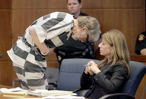 Robert Ruark bows to the spectators in the courtroom after reading a statement during his sentencing hearing in Solano County Superior Court, Monday in Fairfield. At right is his attorney Amanda Bevins. (Brad Zweerink/Daily Republic)