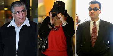 Tony Golossian and Frances and Arthur Psichogios leave Downing Centre District Court last year. Photo: Kate Geraghty