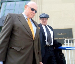Michael J. Pasonick Jr., right, leaves the Max Rosenn United States Courthouse in Wilkes-Barre on Tuesday with his attorney, Joseph Sklarosky Sr. Mark Moran / The Citizens' Voice