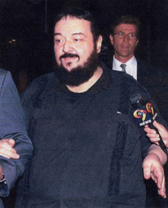 Pangiotious Vrionis leaves court in Kew Gardens, Queens Thursday night after making bail following his arrest on sexual abuse charges.  He is identified as the Archbishop of Saint Fanourios & Gerasimos Church in Woodside.  (Newsday Photo/Ken Sawchuck)