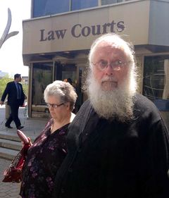 Seraphim (Kenneth) Storheim, now retired from the Orthodox Church in America, leaves the courthouse in Winnipeg today. Storheim will be sentenced for sexual assault on July 9. (JAMES TURNER / WINNIPEG FREE PRESS) 